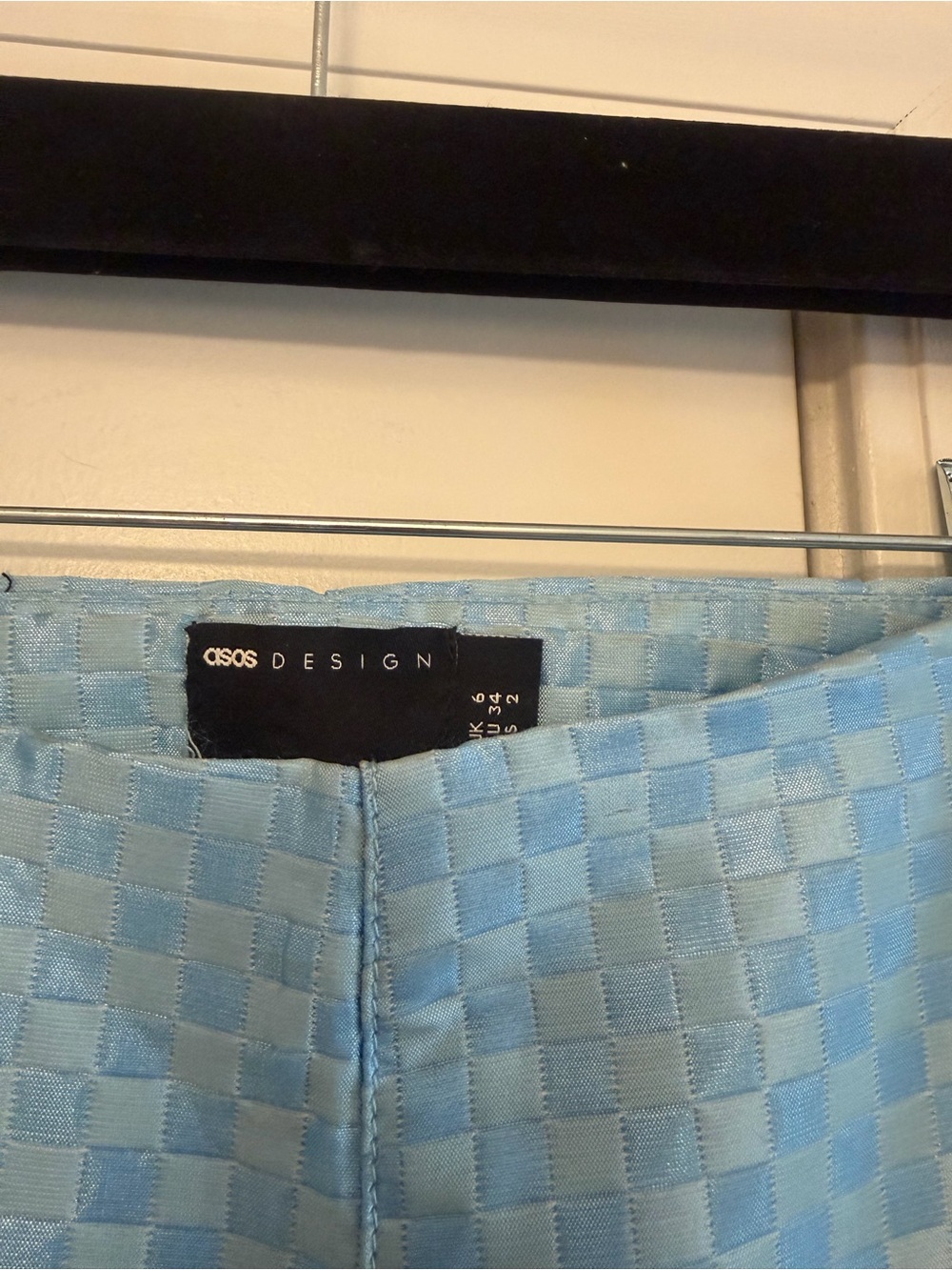 ASOS Light Blue Checker Jacquard Flared Pants - Picture 2 of 3